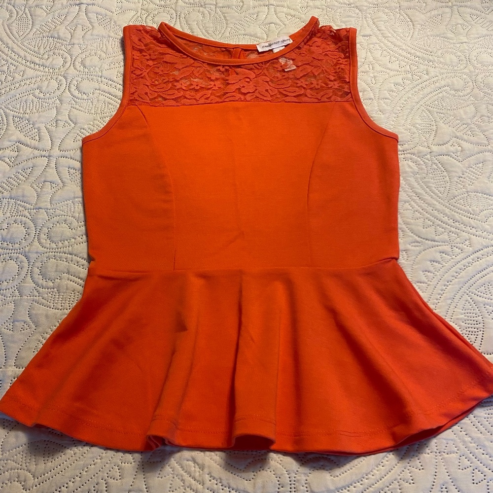 Ambiance Apparel Pink Orange Lace Tank  Top Sz S